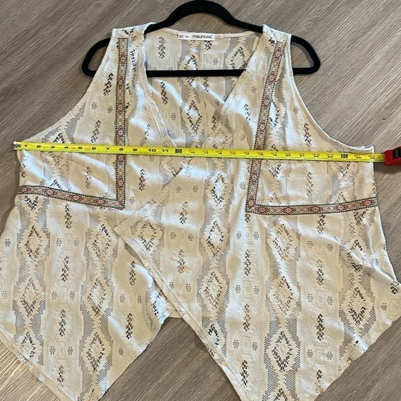 Maurice Women’s Vest Tan XL Lace Draped Open Front Aztec Asymmetrical Bohemian - Picture 11 of 14